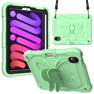 Coque Antichoc En Pc Et Silicone Pour Ipad Mini 6 / Mini 2024 Avec Support En Forme De Papillon Et Emplacement Pour Stylo - Vert Frais - Neuf