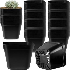 lbgwp60-50 Pi&egrave;ces Pots Pour Semis 10Cm Pots De P&eacute;pini&egrave;re Pot De Fleur Plastique R&eacute;utilisables Carr&eacute; Pot Semis Pot De Repiquage Godets Semis Avec Trous De Drainage Pour Int&eacute;rieure Et Ext&eacute;rieure - Neuf