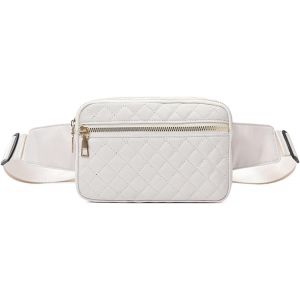 SJZG-Sac Banane Femme Fanny Pack Sac De Ceinture Petit Sac De Poitrine Pour Femme Mode L&eacute;ger Sacs De Taille Avec Sangle R&eacute;glable Pour Voyages En Plein Air, Sport, Course &Agrave; Pied (Blanc Laiteux) - Neuf