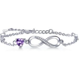 Id&eacute;e Cadeau No&euml;l Bracelet Pour Femme En Argent 925 Avec Zircone Cubique Signe Infini C?Ur Bijoux Cadeaux Pour Femme M&egrave;re, Argent Sterling, Oxyde De Zirconium - Neuf