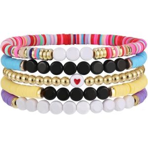 Eryi-Heishi Bracelets Pour Femmes, Chaînes De Poignet En Plastique, Bracelets De Surfeur Élastiques, Accessoires De Bijoux Pour Plages D'été Noël - Neuf