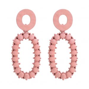Boucles D'oreilles Creoles Geometriques Exagerees Pour Femmes, Accessoire De Bijouterie Simple (Rose) - Neuf