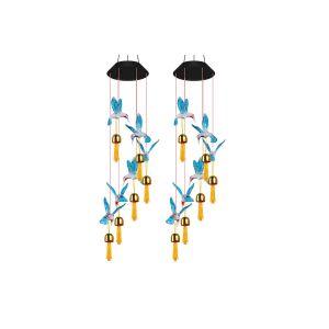 Lot De 2 Carillons Lumineux Solaires &Agrave; Couleurs Changeantes Pour La D&eacute;coration De Jardin Ext&eacute;rieur - Neuf