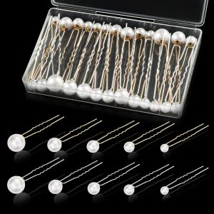 Kal-36 Pièces Épingle À Cheveux De Mariage, Bijoux Cheveux Perle Accessoire Cheveux Mariage En Forme U Pour Mariée, Demoiselle (Or, Argenté) - Neuf