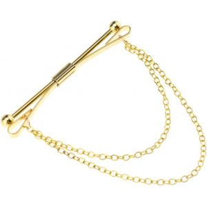 Trahoo-Hommes Garçon Chemise Collier Clip Bar Broche Chaîne En Or Cravate Broche 6cm Fête Cadeau (1 Épingle De Chaîne, Or) - Neuf