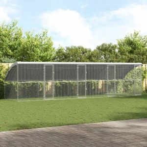 Vidaxl Cage À Poules Argent 800 X 200 X 198.5 Cm Acier Galvanisé - Neuf