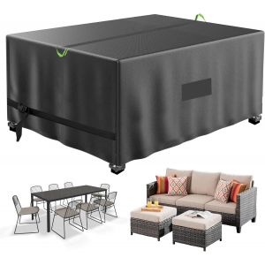 Housse Salon De Jardin, Housse De Table Jardin Rectangulaire, Tissu Oxford 210d Couverture De Protection, Table Exterieur Meubles Bâche, Imperméable Anti-Uv Et À La Poussière-150x90x75 Cm - Neuf