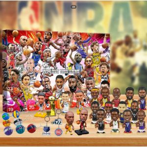 Calendrier de l'Avent No&euml;l NBA 24 Jours Compte &agrave; Rebours Bo&icirc;te Surprise avec Ornements de Joueurs - Neuf