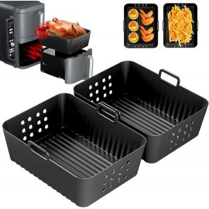 2 Paquet Moule Air Fryer pour Ninja Double Stack XL Friteuse Sans Huile SL400EU, Silicone Moule Accessoires Airfryer pour Foodi Max Dual Zone 9.5L AF400EU AF300EU 7.6L, Plat Pour Cuisine - Neuf