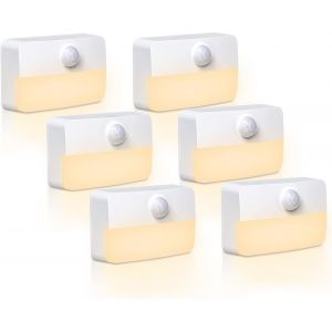 Avacom Veilleuse Avec D&eacute;tecteur De Mouvement, Veilleuse &Agrave; Piles Avec Interrupteur Automatique, 6pcs Veilleuse Pour Enfants, Veilleuse D'int&eacute;rieur, Convient Pour Les Escaliers, La Chambre, Le Couloir - Neuf