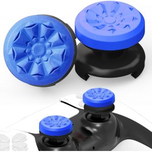 Thumbsticks Capuchons Joystick PS5 FPS Joystick Thumb Grip pour PS4 Grips Manette PS5 Silicone Caps Accessoires Manette Controller &agrave; Aide avec Viser R&eacute;duire Pouce Fatigue, Bleu Rouge&acirc;tre - Neuf