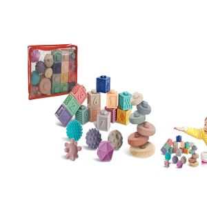 Jeu de construction &eacute;ducatif en silicone (23 pi&egrave;ces) pour b&eacute;b&eacute;s et jeunes enfants - Neuf