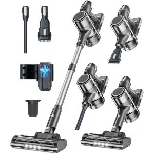 VornixorSarlshopAspirateur Balai Sans Fil Puissant - &Eacute;lectrique Silencieux Aspirateurs Balais Autonomie Rechargeable Batterie avec Cyclonique Brosse LED Cordless Vacuum Cleaner pour Poils d&iquest;Animaux T - Neuf