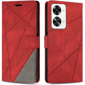 Kal-Etui Coque Pour Oneplus Nord 2t 5g, Protection Housse En Cuir Pu Portefeuille Livre Pour Oneplus Nord 2t 5g, Emplacements Cartes, Fonction Support, Rouge - Neuf