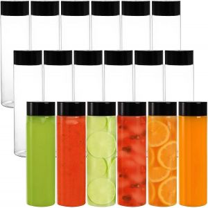 Checarzhn--No1-13 Pièces Bouteilles De Jus En Plastique Pet Transparent, 13,6 Oz (400 Ml) Bouteilles À Boisson Vides Pour Smoothie Avec Couvercles Pour Boissons Maison Au Lait Et Au Jus D'eau - Neuf