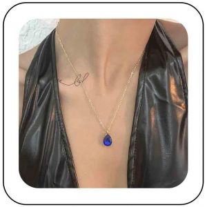 Kal-Collier Émeraude Larme Vintage Collier Pendentif Émeraude Verte Collier Ras De Cou Cristal Émeraude Collier Goutte D'eau Émeraude Cz Collier Chaîne De Mariage Émeraude - Neuf