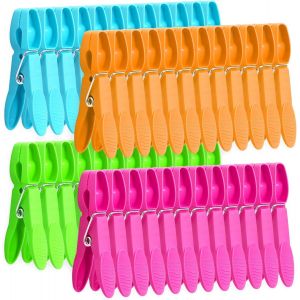 Lot de 48 pinces à linge colorées en plastique, robustes, pour le linge, petites pinces à linge, tachées à l'extérieur - Neuf