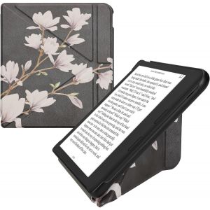 GUOP-Coque Liseuse Compatible Avec Kobo Libra Colour - Coque &Eacute;tui De Protection &Agrave; Rabat En Simili Cuir - Taupe-Blanc-Gris Fonc&eacute; - Neuf