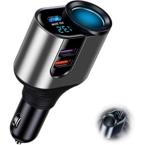 JGD-¿ ¿¿ ¿ Chargeur Allume Cigare USB 98W PD 3.0 Allume Cigare USB C Rapide Chargeur Voiture Adaptateur Prise Allume Cigare USB pour iPhone16 15 14 13 12 11 iPad Samsung Galaxy S25 S24 Huawei LG - Neuf