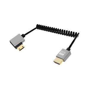 c&acirc;ble HDMI mini coil&eacute; de 2.2 pieds, 90 degr&eacute;s, court, C&acirc;ble HDMI &agrave; Mini hdmi, 2.0 en spirale 4K@120Hz 18Gbps pour appareil photo/cam&eacute;scope/HDTV/Tablette (Gauche) - Neuf