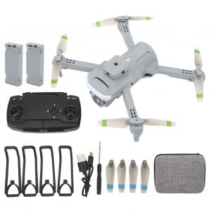 Drone Xt5 4k Hd Double Camera Aerienne, Quadricoptere Rc Anti-Obstacles Sur 4 Cotes Avec Position De Flux Optique, Gris, Trois Batteries - Neuf