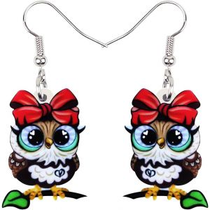 Kal-Cute Acrylique Hibou Boucles D'oreilles Pendentif Oiseau De Bande Dessin&eacute;e Pour Les Femme Filles Hibou Amoureux Cadeaux - Neuf