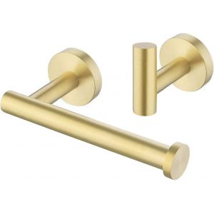 Set d'accessoires de salle de bain Set 2 pi&egrave;ces Porte-papier toilette et crochet &agrave; serviettes SUS304 Acier inoxydable - Neuf