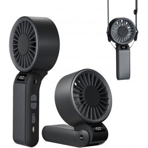 Ventilateur manuel rechargeable,Mini ventilateur USB portable Vitesse réglable(1-150),Petit ventilateur de table pliable avec affichage digital,Cadeaux pour femmes hommes,Idéal pour bureau,voyages - Neuf