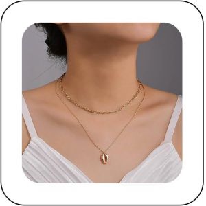 Kales-Collier Boho Avec Pendentif En Forme De Coquillage Collier En Forme De Cauris Collier Ras De Cou En Forme De Cauris Collier Vintage En Forme De Coquillage Collier En Chaîne À Maillons Câble - Neuf