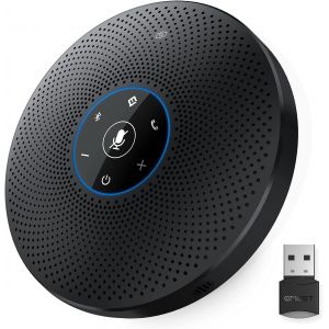 Enceinte De Conf&eacute;rence Bluetooth - Syst&egrave;me Mains Libres Usb M2 Max Avec 4 Microphones Ai,Pour Appels Full Duplex De 10 &Agrave; 15 Personnes,Microphone De Conf&eacute;rence Avec Aux,Dongle,Plug & Play - Neuf