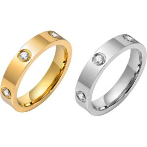 Tianyi-Bagues D'amour Pour Femme Bagues En Acier Inoxydable Plaqu&eacute; Or 18k &Agrave; Zircon Cubique Anneau De Mariage Bijoux Saint-Valentin F&ecirc;te Des M&egrave;res Anniversaire Cadeaux - Neuf