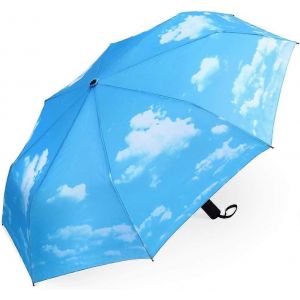 2025 - Parapluies de voyage coupe-vent - Parapluie pliable compact et automatique léger, motif ciel bleu - Neuf