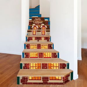 13 Pcs de No&euml;l en 3D de l'Escalier des Autocollants, Un peu de Cabine de No&euml;l Elk des marches d'un Escalier D&eacute;calcomanies, Imperm&eacute;able &agrave; l'eau de la Famille D&eacute;cor Autocollants - Neuf