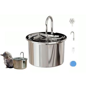 Distributeur D'eau &Eacute;lectrique Automatique En Acier Inoxydable 304 Pour Chats Et Chiens, Capacit&eacute; De 1,8 L - Neuf