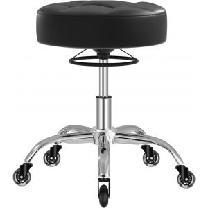 SUBZONAL-Tabouret roulettes r&eacute;glable en hauteur,avec anneau de levage, mousse &eacute;paisse, douce et confortable, avec roulettes 360&deg;,tabouret bureau avec capacit&eacute; de charge jusqu'&agrave; 180 kg,salon,spa et ma - Neuf
