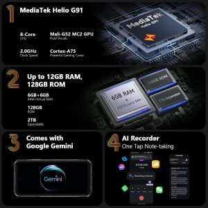 Ulefone Armor X16 Telephone Portable Incassable Android 15, 12Go+128Go/SD-2TB 10360mAh Smartphone Incassable 48MP+16MP+20MP Vision Nocturne, 6,56"" 3-Slots/Flashlight/Face ID/Fingerprint/GPS/NFC Orange - Neuf