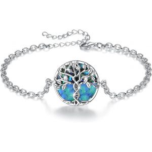 Bracelet Arbre De Vie,Bracelet Femme Argent Sterling 925 Et Nacre,Bijoux Cadeau Pour Maman Fille Soeur,20cm Longue - Neuf