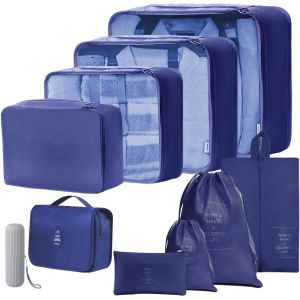 Lot De 10 Cubes D'Emballage De Voyage, Organ Urs De Bagages, Sacs De Compression Imperm&eacute;ables (Bleu Marine), Taille S (S16120-4) - Neuf