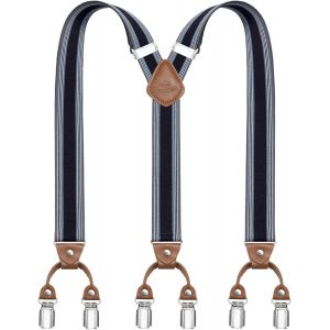 Cauc-Bretelles Pour Hommes Avec 6 Pinces M&eacute;talliques En Y Ajustables Bretelles Pour Pantalons Bretelles &Eacute;lastiques Robustes Pour Hommes - Neuf