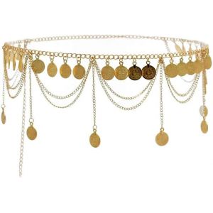 Kalanka-Ceinture Dor&eacute;e Femme,Chaine De Ventre,Cha&icirc;nes De Taille,Bijoux De Corps,Chaine De Corps,Chaine De Taille,Chaine De Ventre Acier Inoxydable,Pendentif Pompon En Alliage &Agrave; La Taille (Dor&eacute;) - Neuf