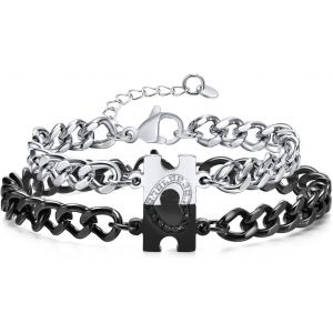 Eryi-Bracelet Couple Puzzle D'amour En Acier Inoxydable - Cadeau Pour Femmes, Hommes, Mari, Petite Amie - Neuf