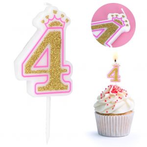 Hjlian Nouvelles Bougies D'anniversaire Pour Filles Et Enfants, Couronne De Fete, Sans Fumee, Bougies De Gateau, Chiffres De 0 A 8 Ans (4) - Neuf