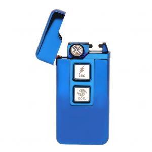 HJLIAN Briquet coupe-vent electrique rechargeable par USB a double bobine et capteur tactile (bleu) - Neuf