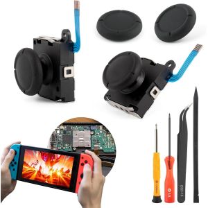2 Pi&egrave;ces Pour Switch Joysticks Analogique 3d Pour Nintendo Switch Lite Joysticks De Rechange Pour Switch Oled Joystick Pour Joycon Thumbstick Manette Accessoires Avec Outils R&eacute;paration(Noir) - Neuf