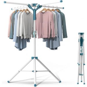 KGABERY-Séchoir À Linge Etendoir À Linge Pliable Intérieur Et Extérieur,Sèche Linge Avec 4 Bras De Crochet,Hauteur Réglable 110-180Cm. - Neuf