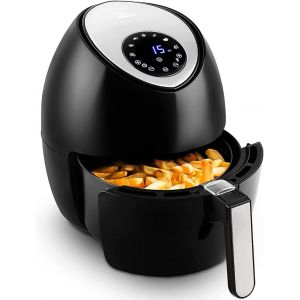 lbgwp60-Friteuse Sans Huile 4.5L, Friteuse À Air Électrique 1500W, Écran Tactile Led Avec 7 Menus Prédéfinis, Minuteur Et Température Téglable, Friteuse Automatique Faible En Matières Grasses - Neuf