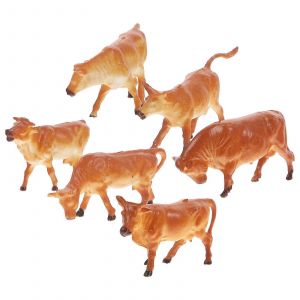 Figurines de betail miniatures decoratives, mini ornements de ferme, marron clair, 3 x 1,5 x 1 cm, plastique ABS, 6 pieces - Neuf
