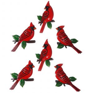 6Pcs métal cardinal décoration murale,8x7in oiseau rouge Sculptures murales Art Fer Mur Decoratio Patio Balcon - Neuf