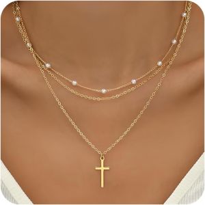 Kal-Collier Avec Croix Pour Femme Homme, Collier Pendentif Croix Pour Femmes Hommes, Cadeau Chretienne Catholique Religion Croix Collier - Neuf