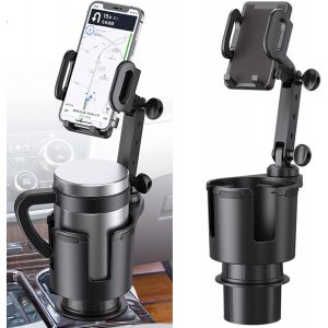 Noir - Porte-Gobelet De Voiture 1 Pièce, Base Réglable À 360 °, Rallonge De Porte-Gobelet De Voiture Avec Support De Téléphone Portable, Porte-Gobelet Multifonctionnel 2 En 1. - Neuf